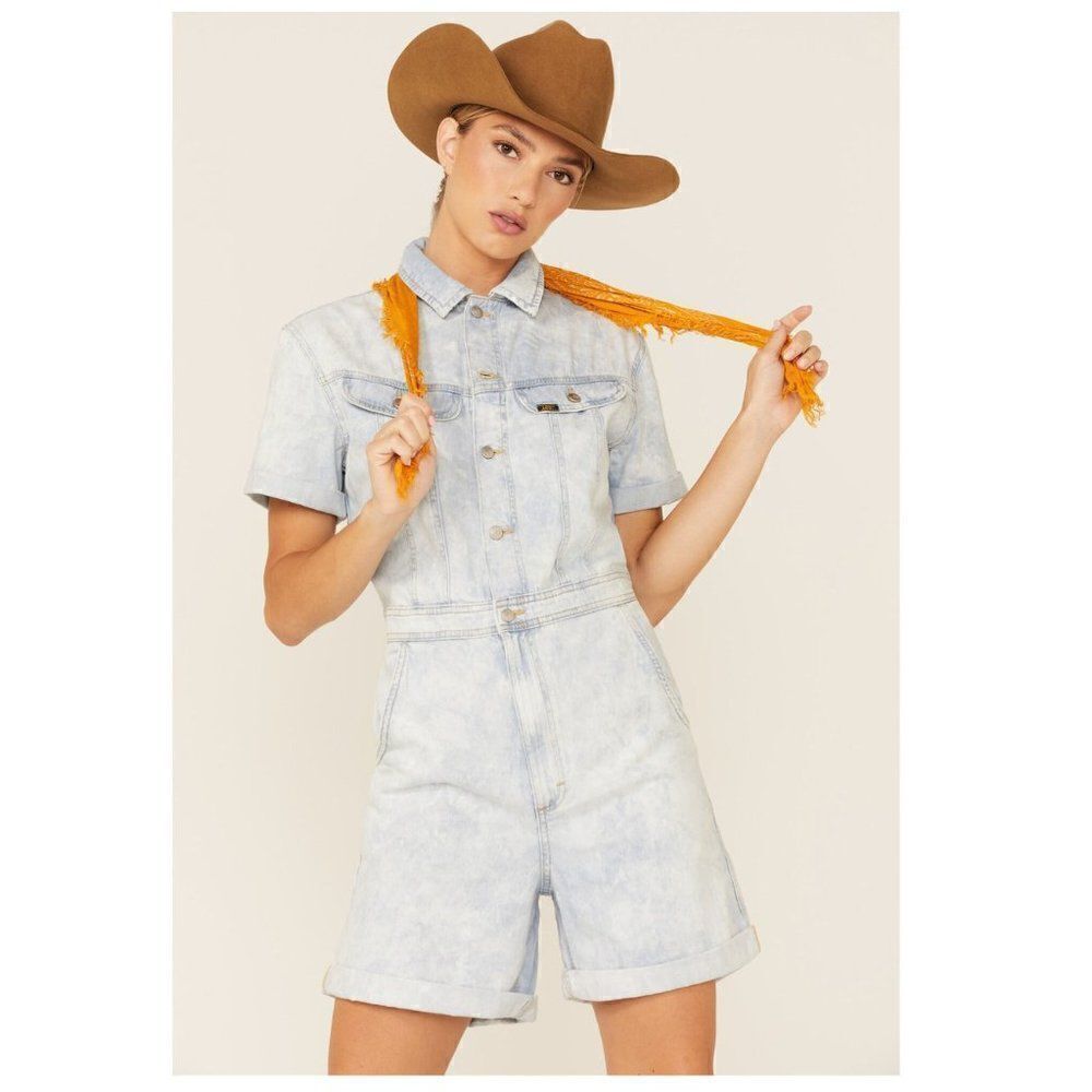 Lee Unionall Romper Womens XS Acid Wash Light Blue Vintage Modern 3535185